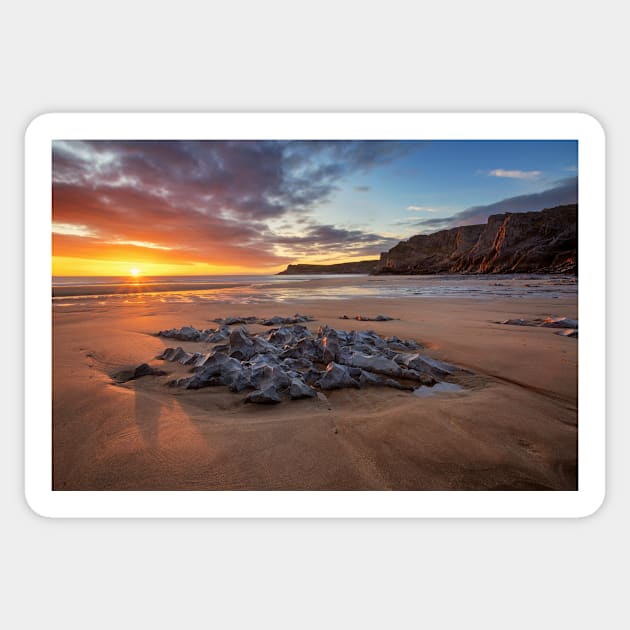 Mewslade Bay Sunset, Gower Sticker by dasantillo